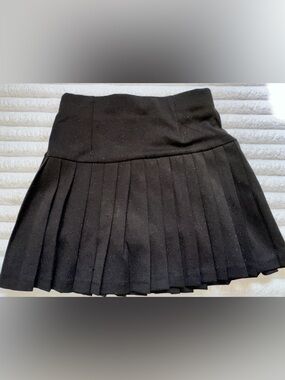 Black Pleated Athletic Skort with Built-in Shorts